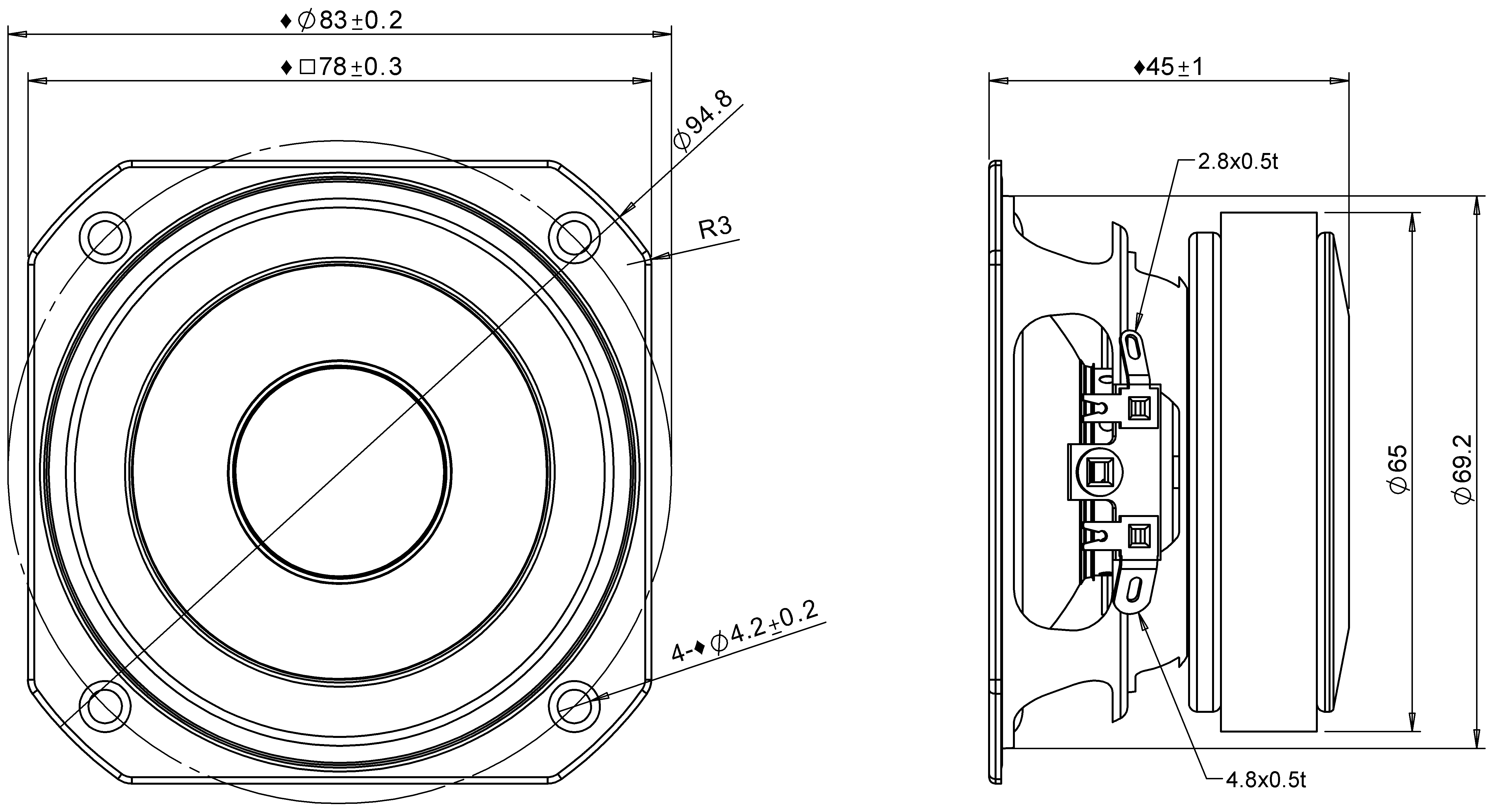 Peerless PLS-75F25AL03-08 Dimensions
