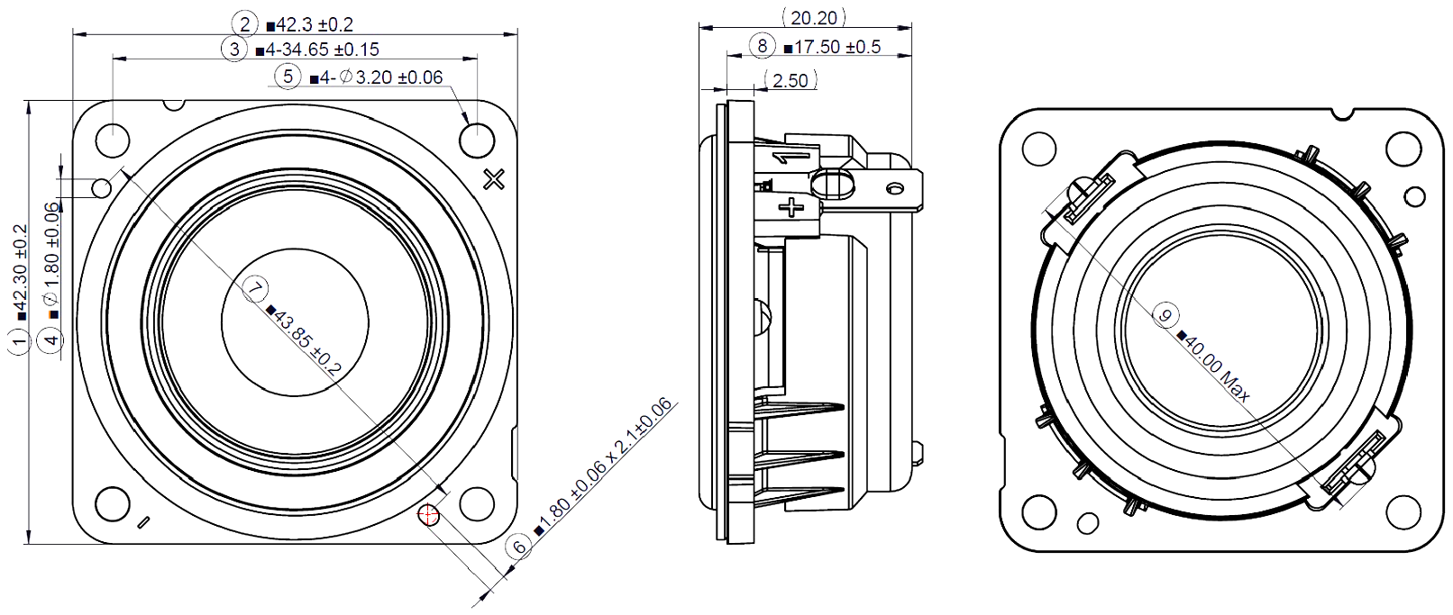 Peerless PMT-40N25AL17-04 Dimensions