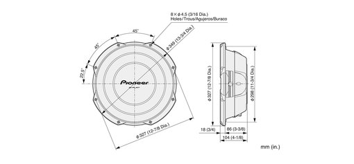 Pioneer TS-SW3002S4 Dimensions