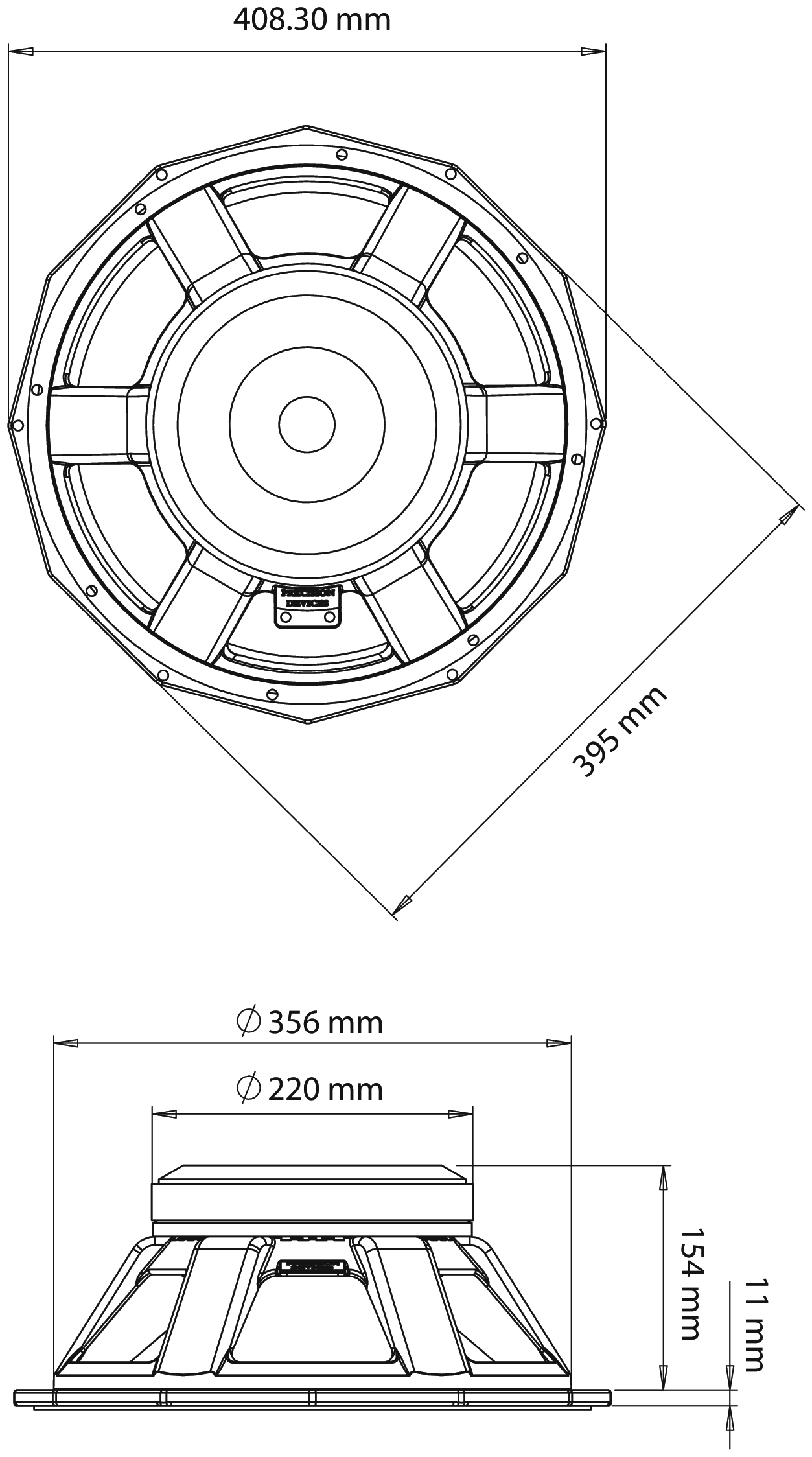 Precision Devices PD.154/2 Dimensions