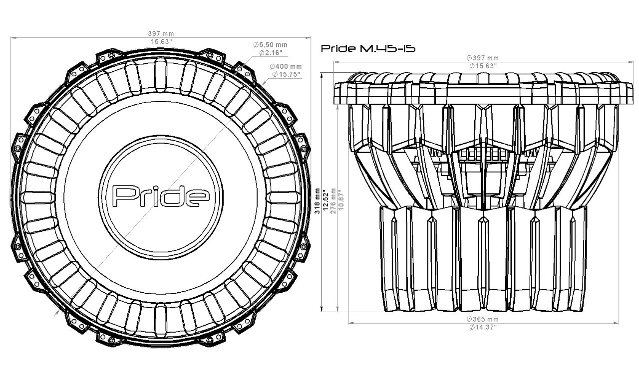 Pride M45.15 D2 Dimensions