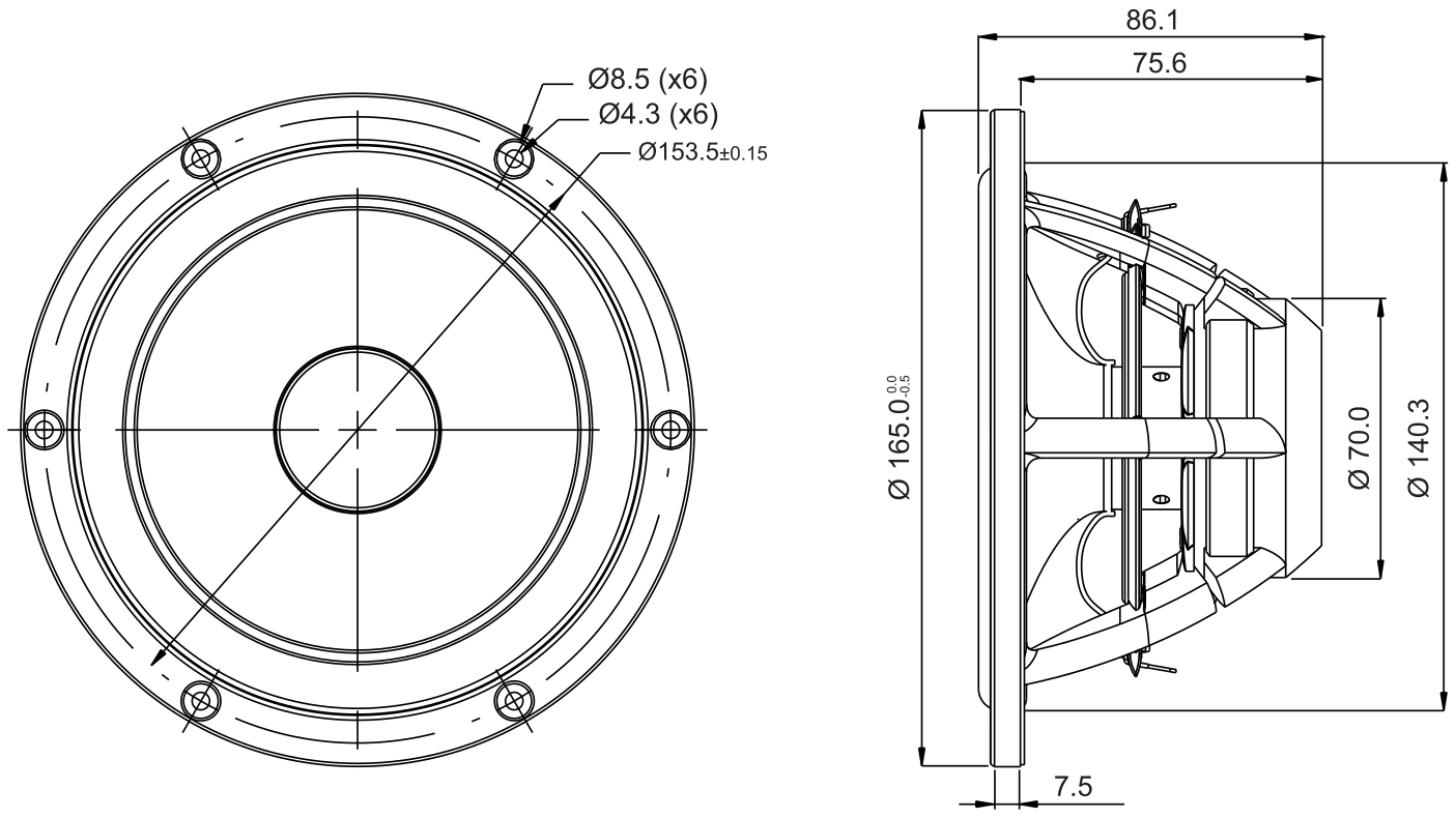 SB Acoustics MR16PNW-4 Dimensions