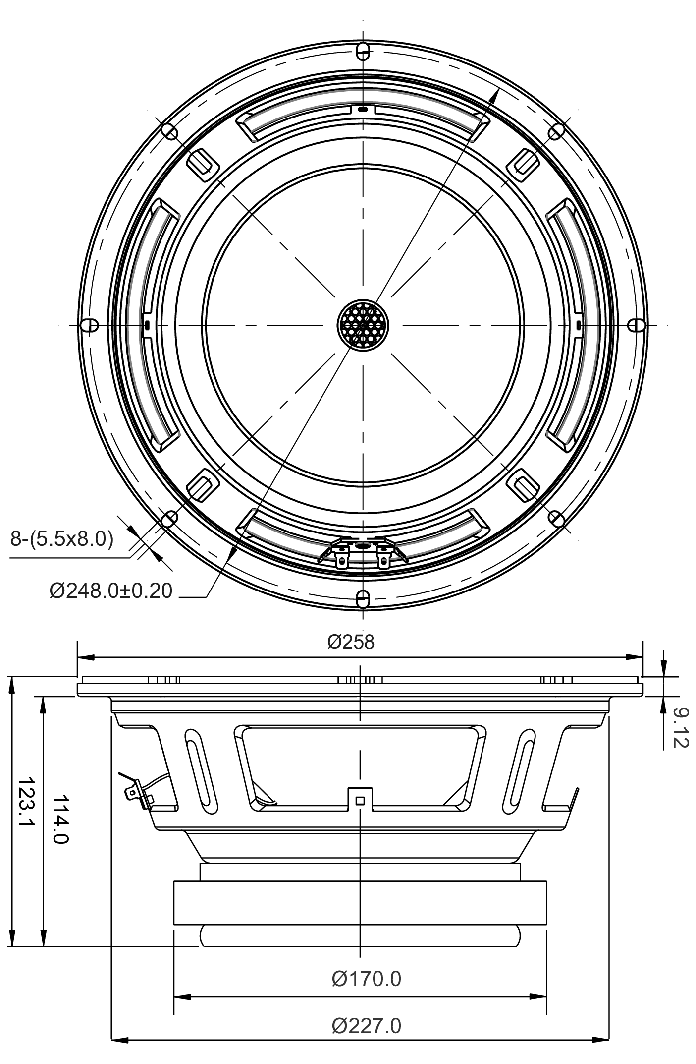 SB Audience BIANCO-10MW150 Dimensions