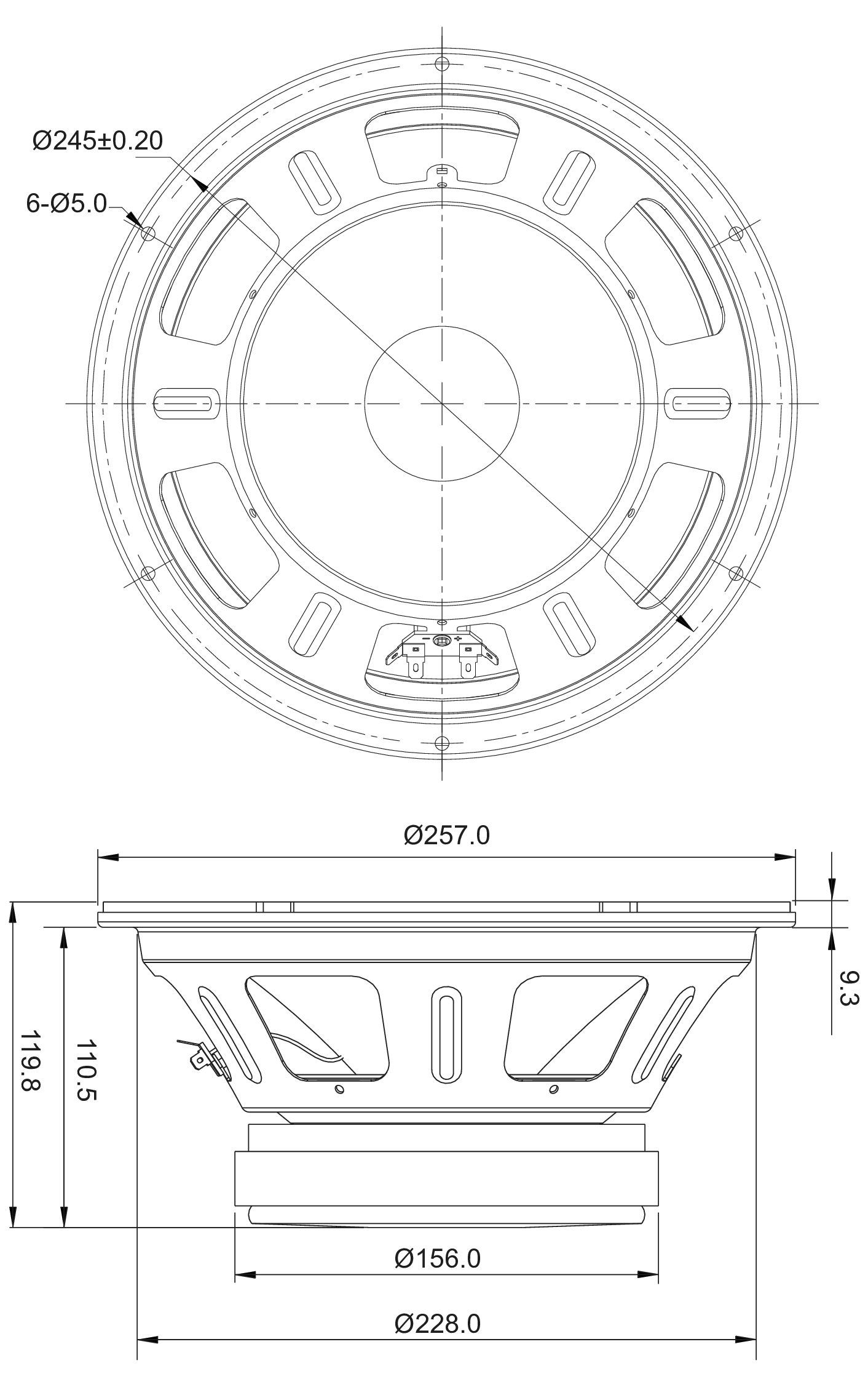 SB Audience BIANCO-10MW200 Dimensions