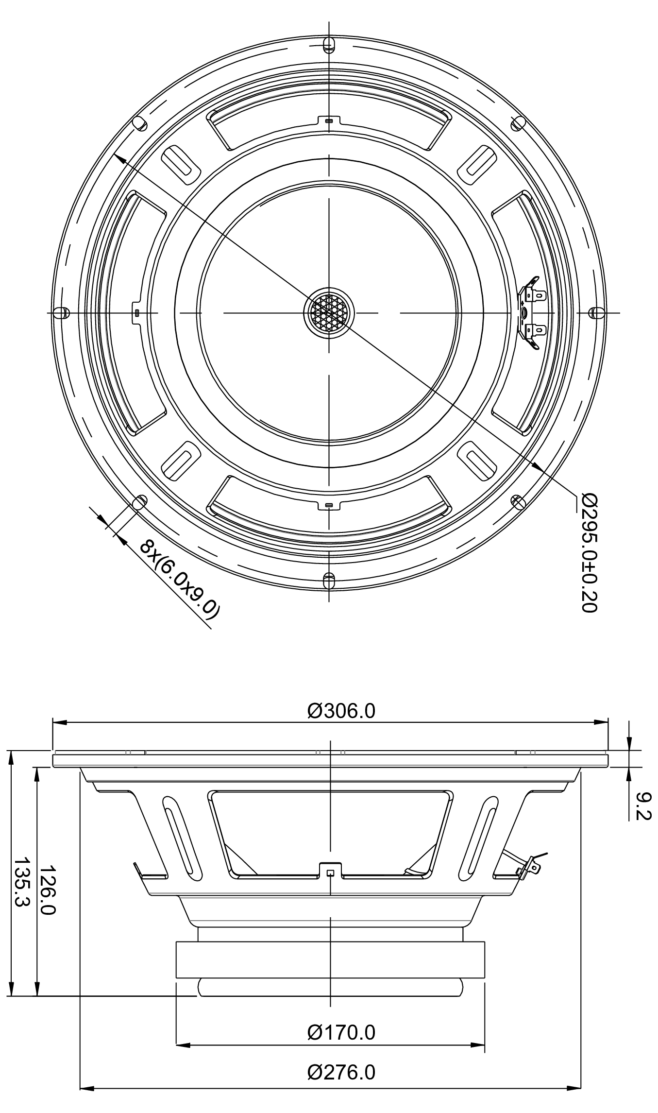 SB Audience BIANCO-12MW200 Dimensions