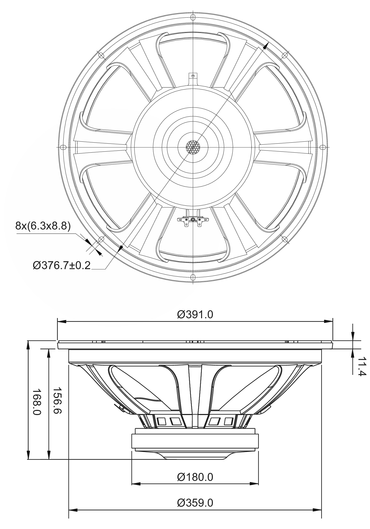 SB Audience BIANCO-15MW350 Dimensions