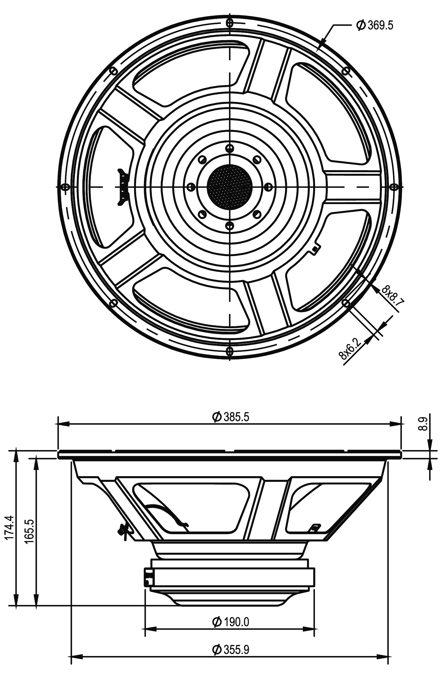 SB Audience BIANCO-15MW500 Dimensions