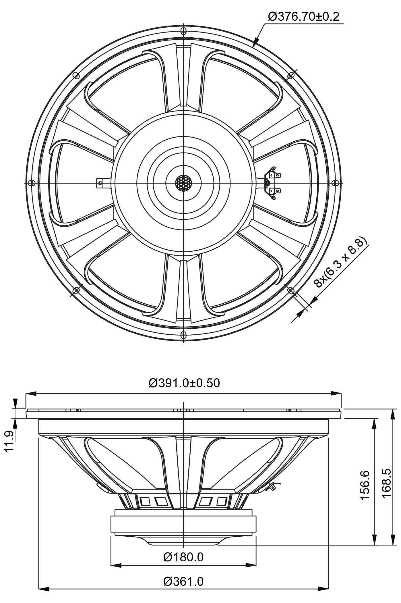 SB Audience BIANCO-15OB350 Dimensions