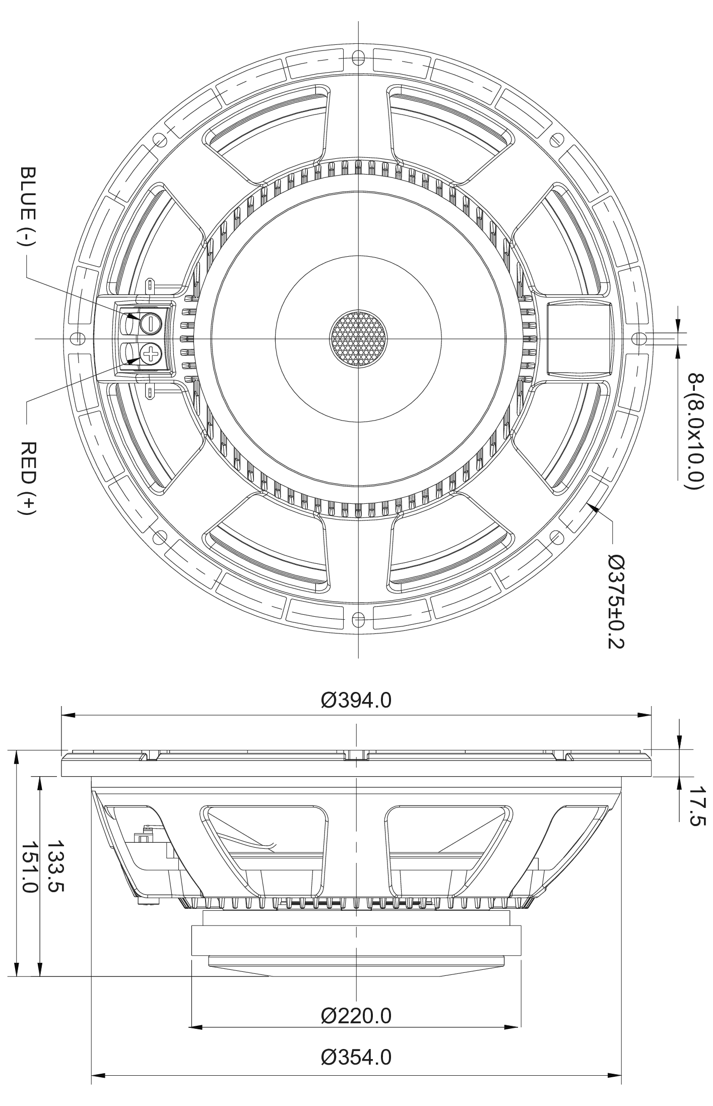 SB Audience BIANCO-15SW400 Dimensions