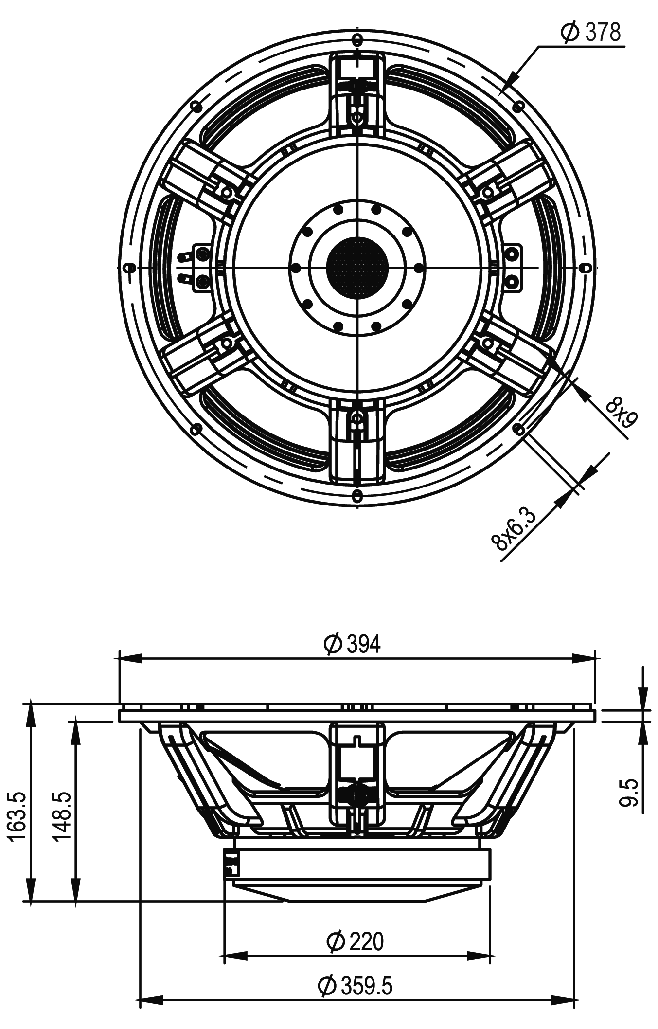 SB Audience BIANCO-15SW600 Dimensions