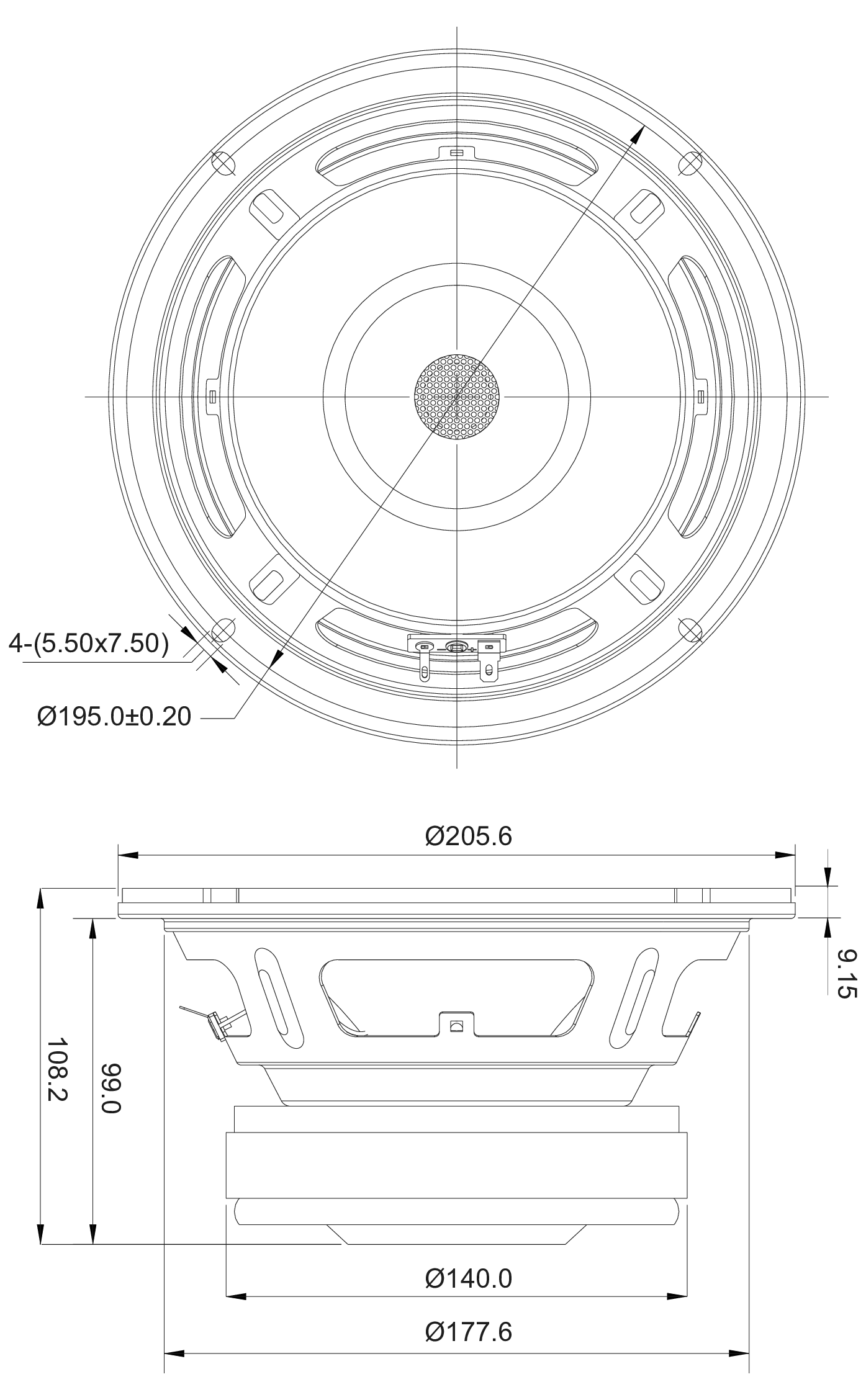SB Audience BIANCO-8MW125 Dimensions