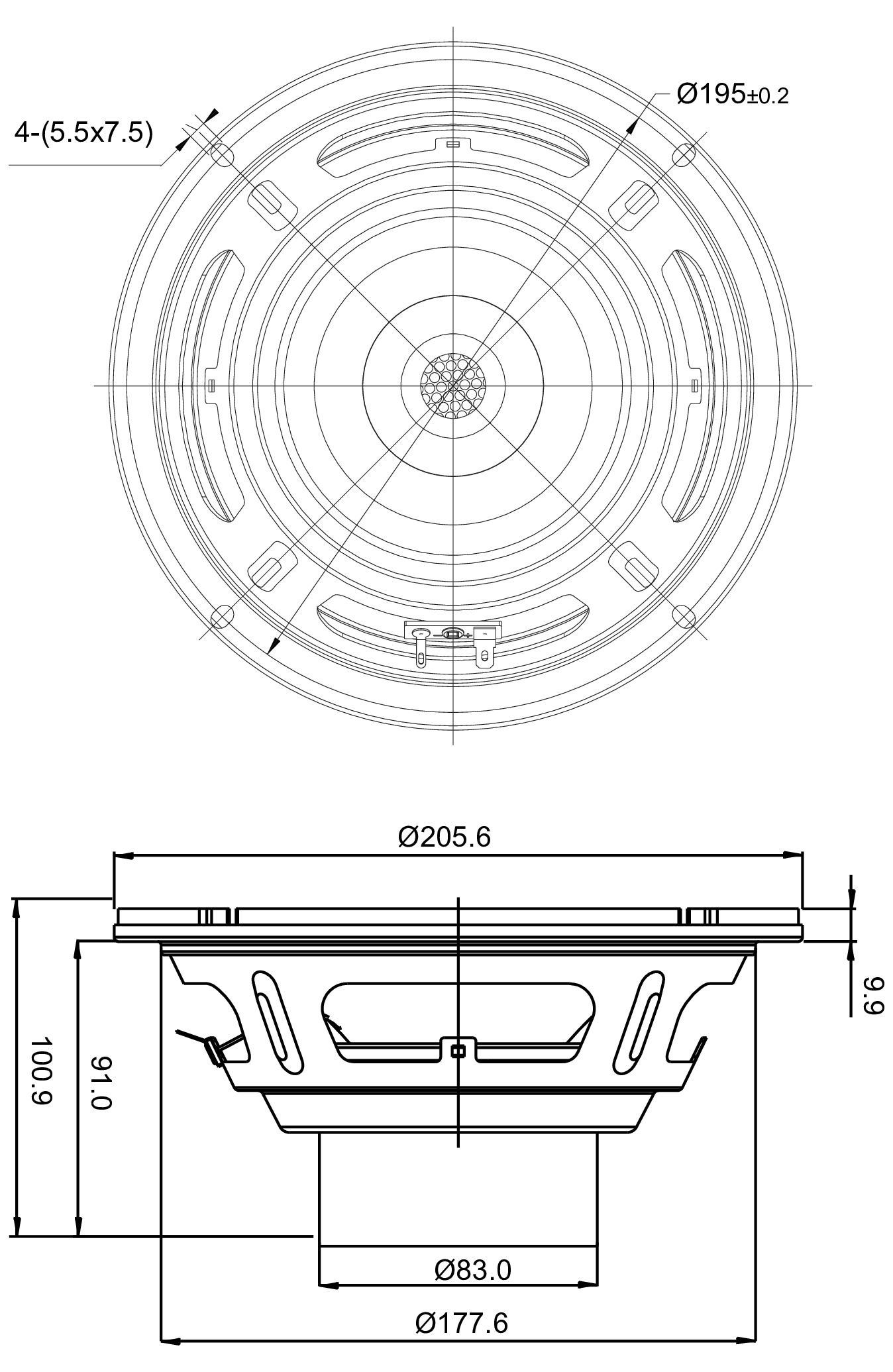 SB Audience BIANCO-8MWN150 Dimensions