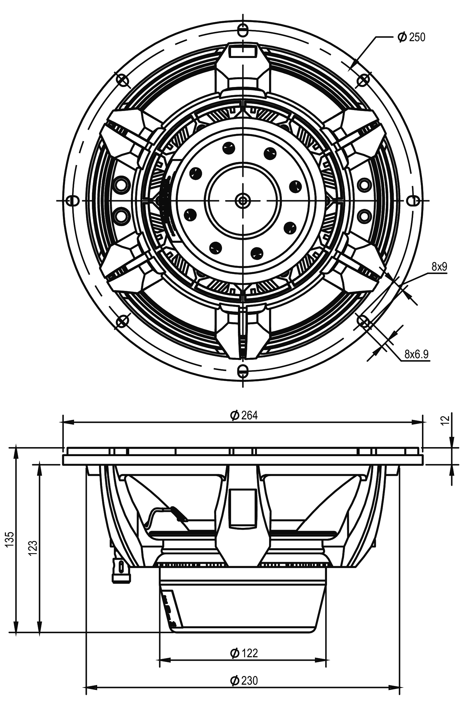 SB Audience NERO-10MWN600D Dimensions