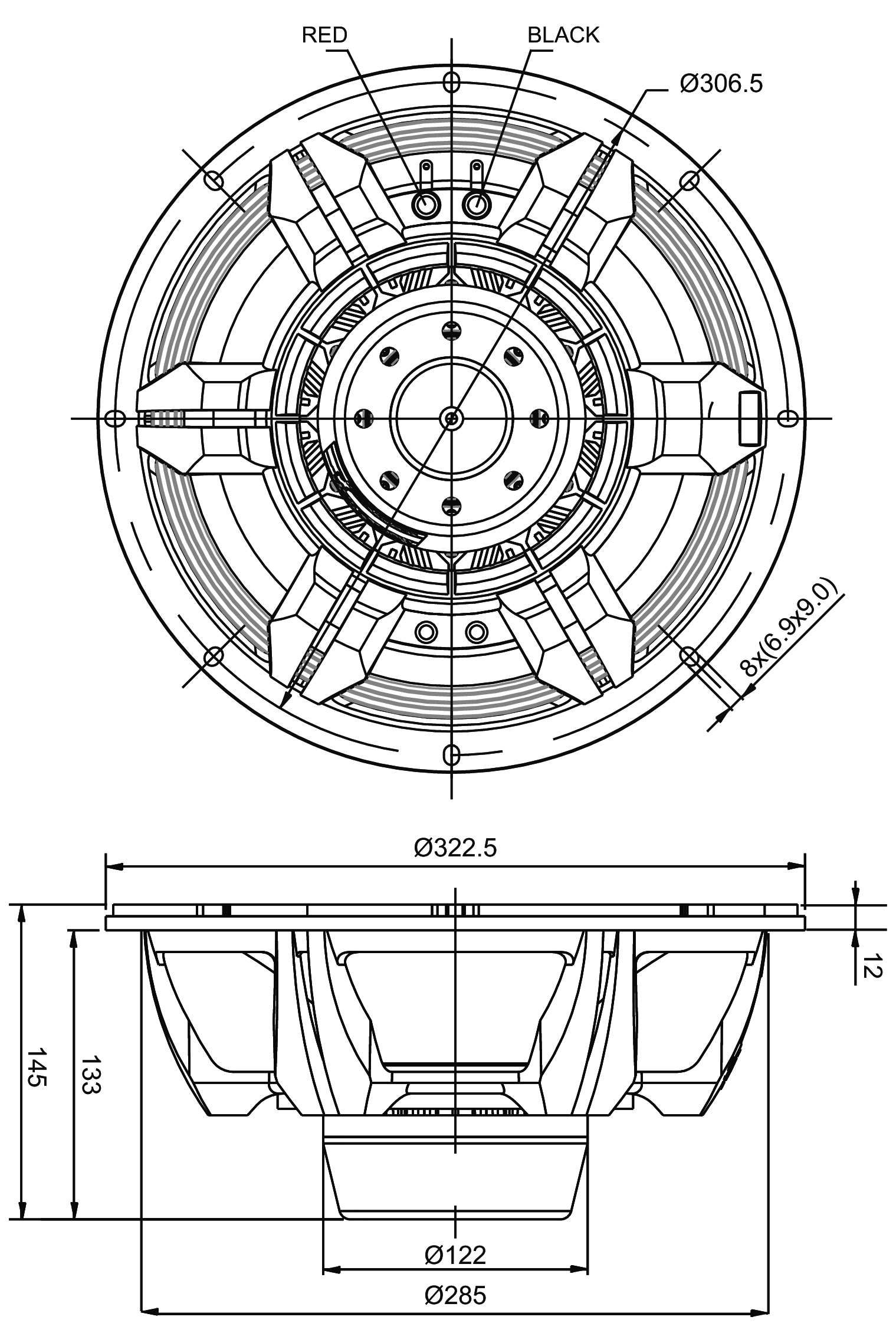 SB Audience NERO-12MWN700D Dimensions