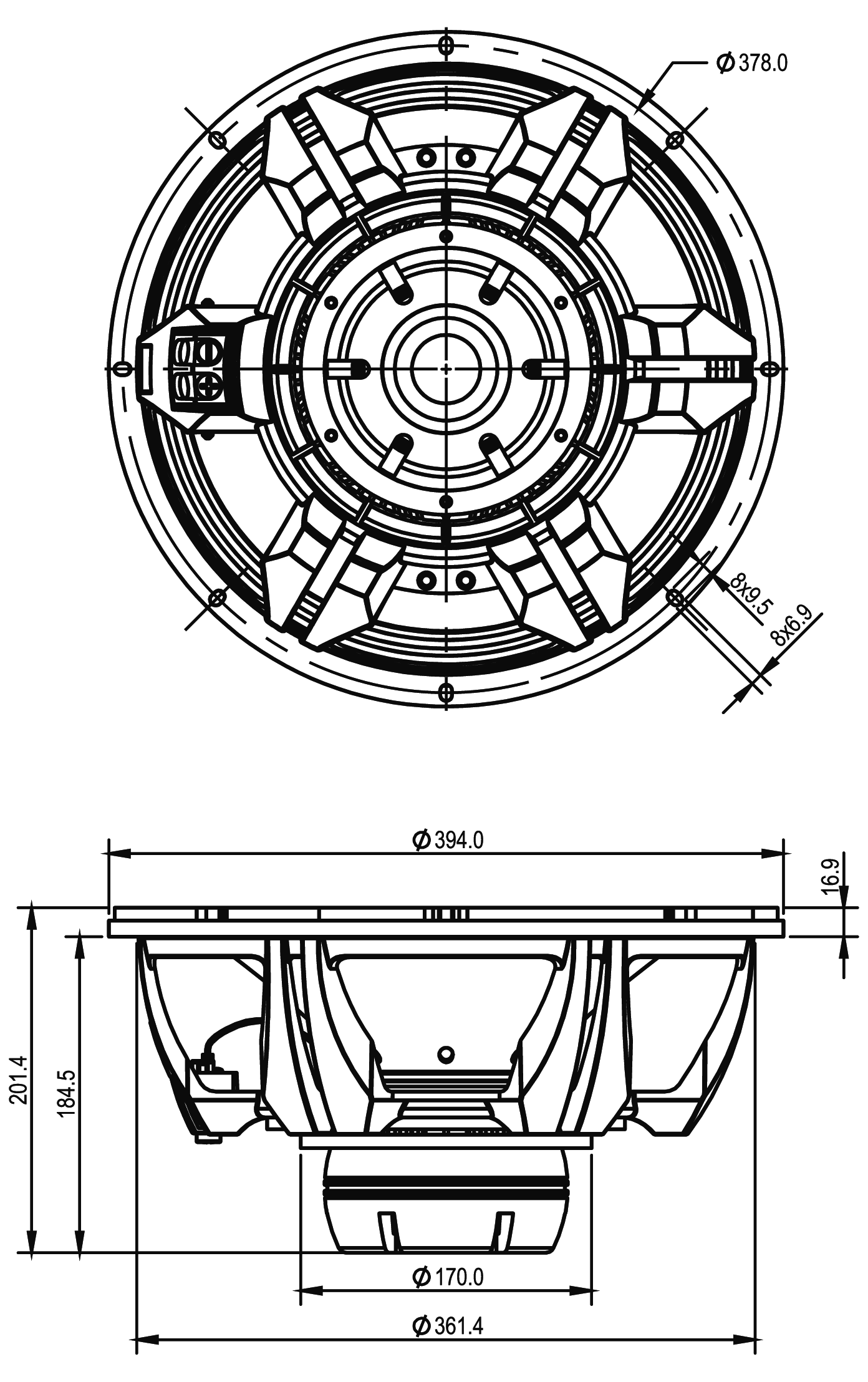 SB Audience NERO-15OBN450D Dimensions