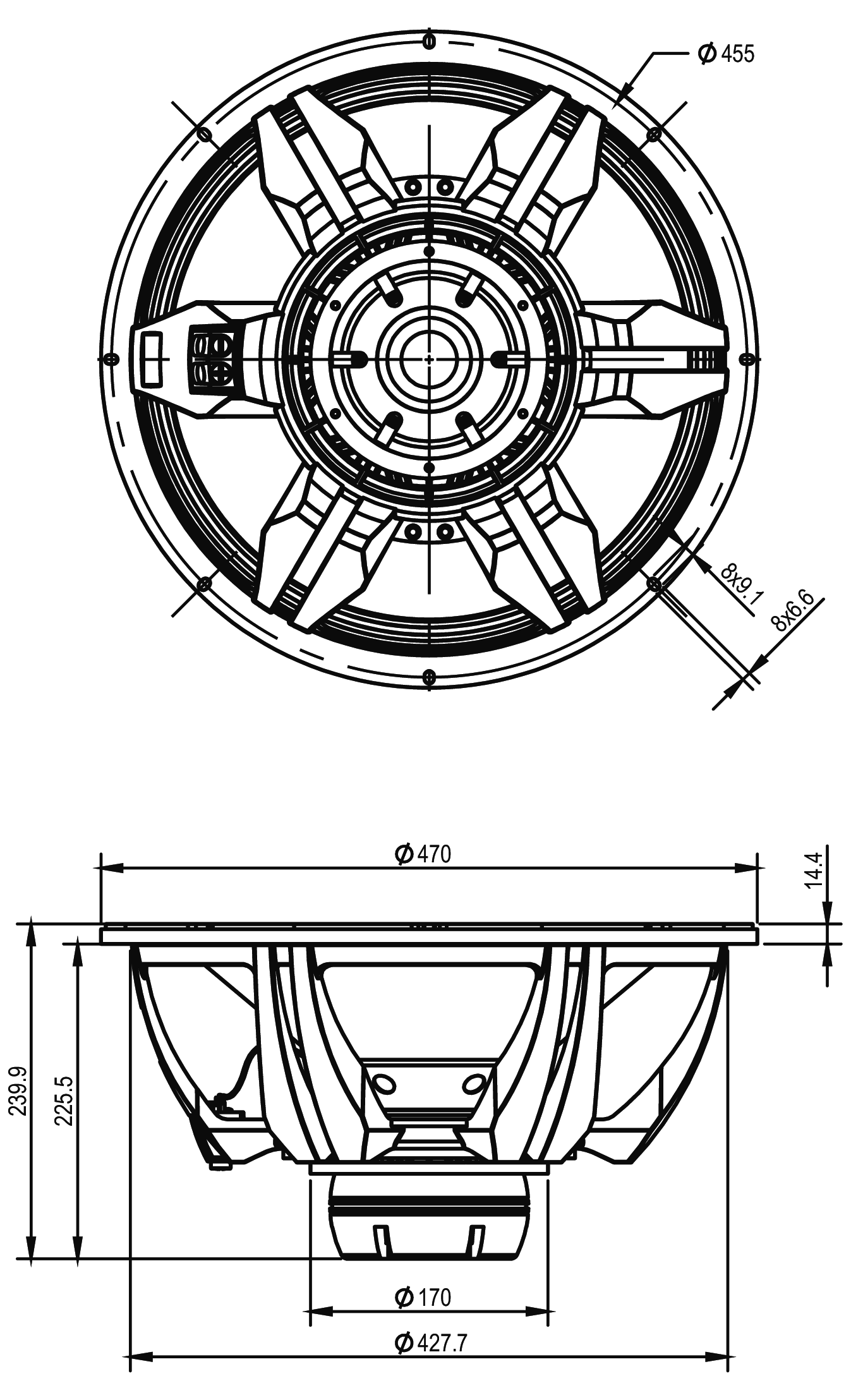 SB Audience NERO-18OBN500D Dimensions