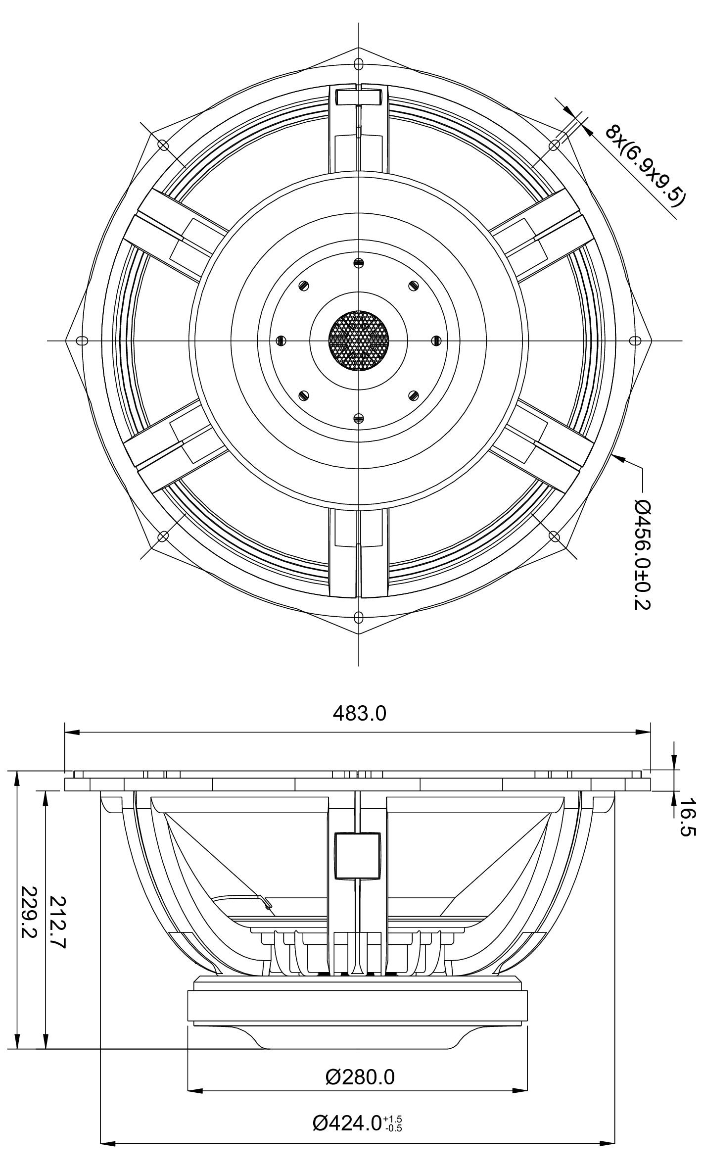 SB Audience NERO-18SW1100D Dimensions
