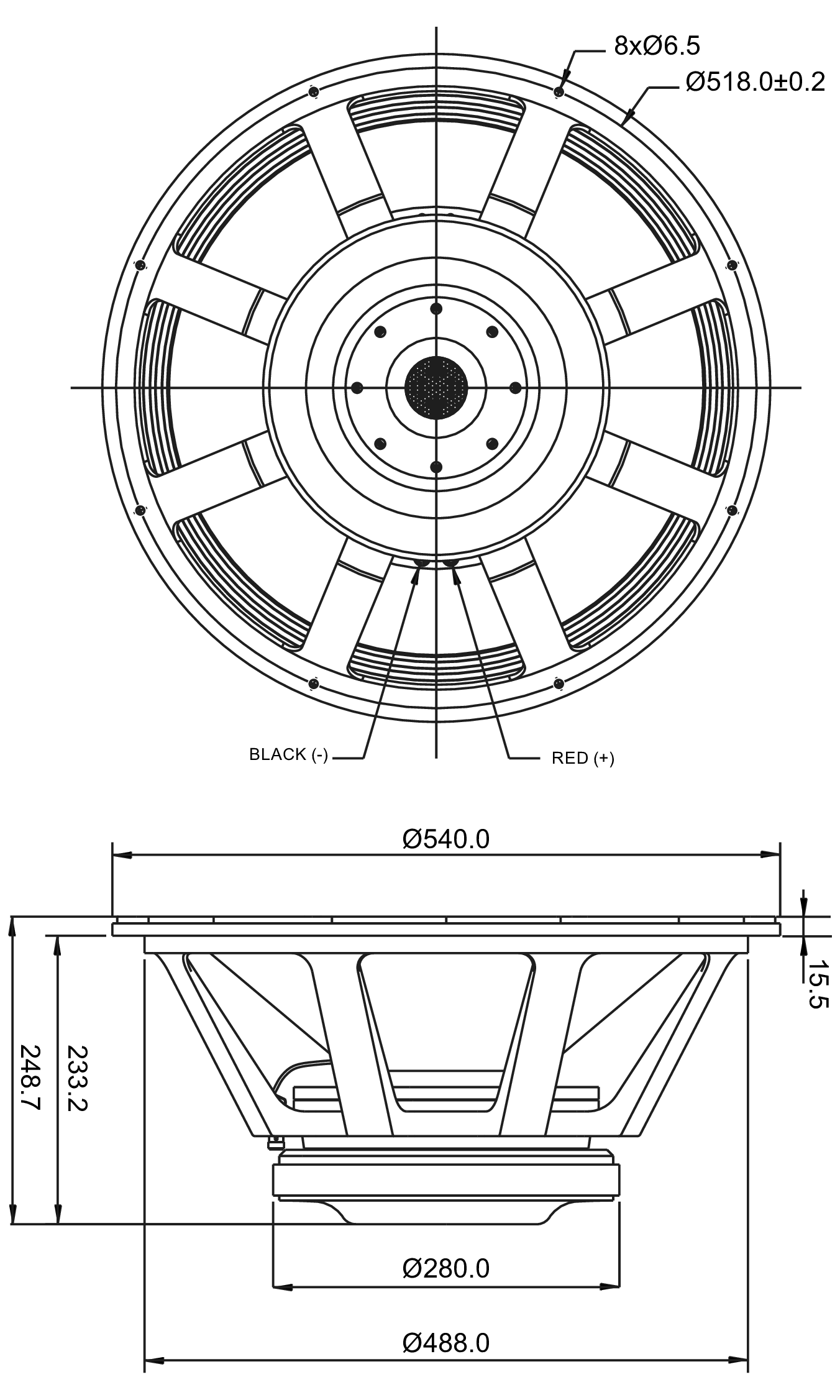 SB Audience NERO-21SW1100D Dimensions