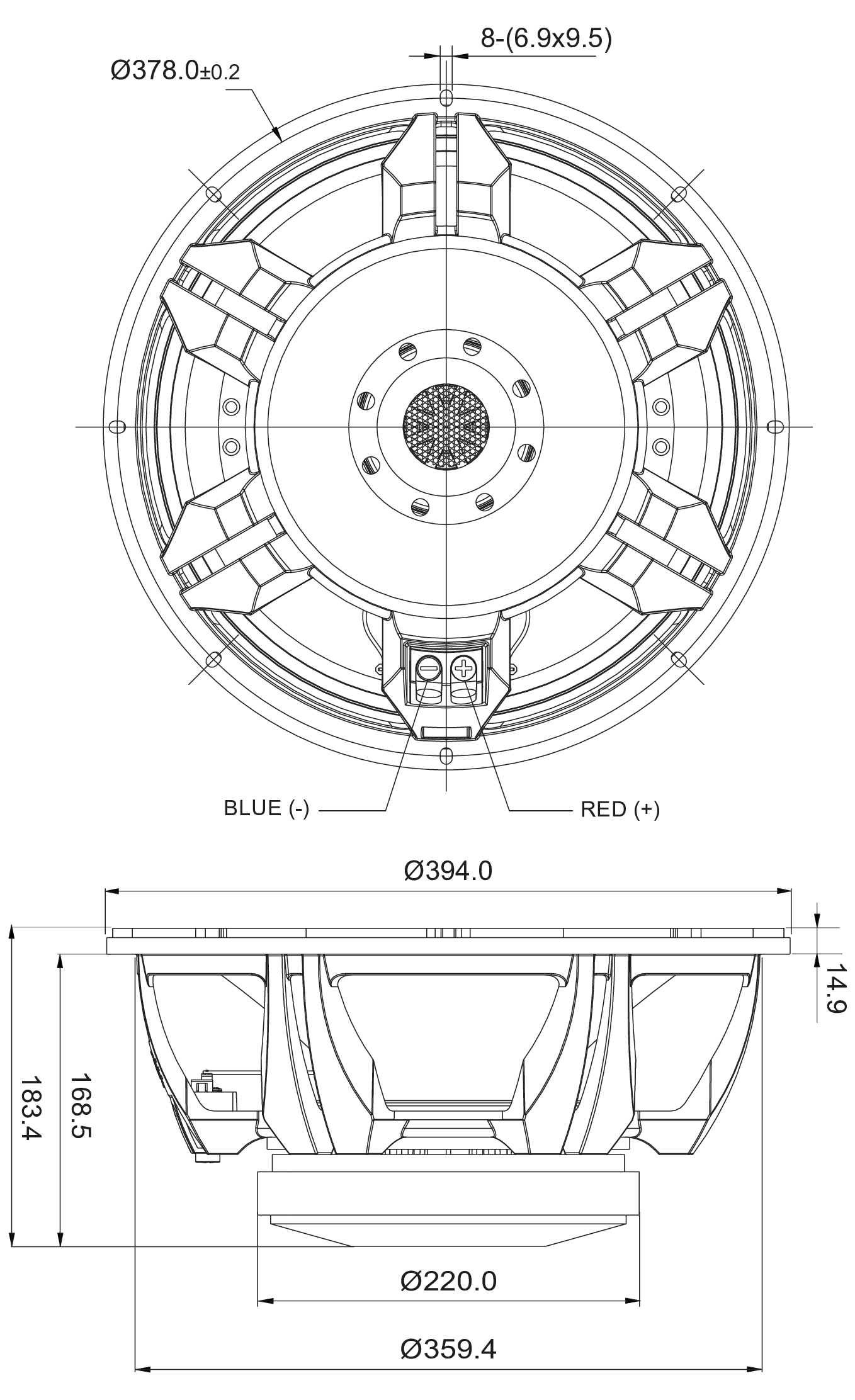 SB Audience ROSSO-15SW800 Dimensions