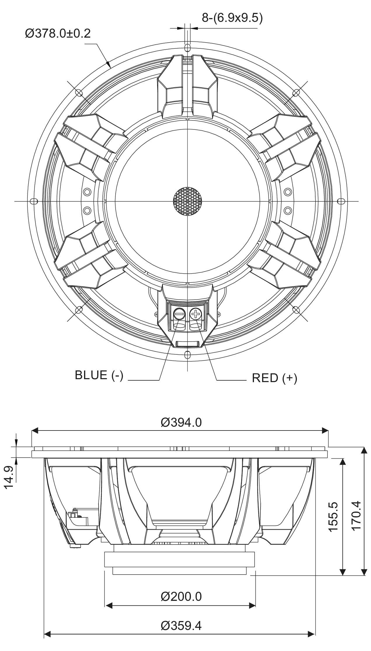 SB Audience ROSSO-15W400 Dimensions