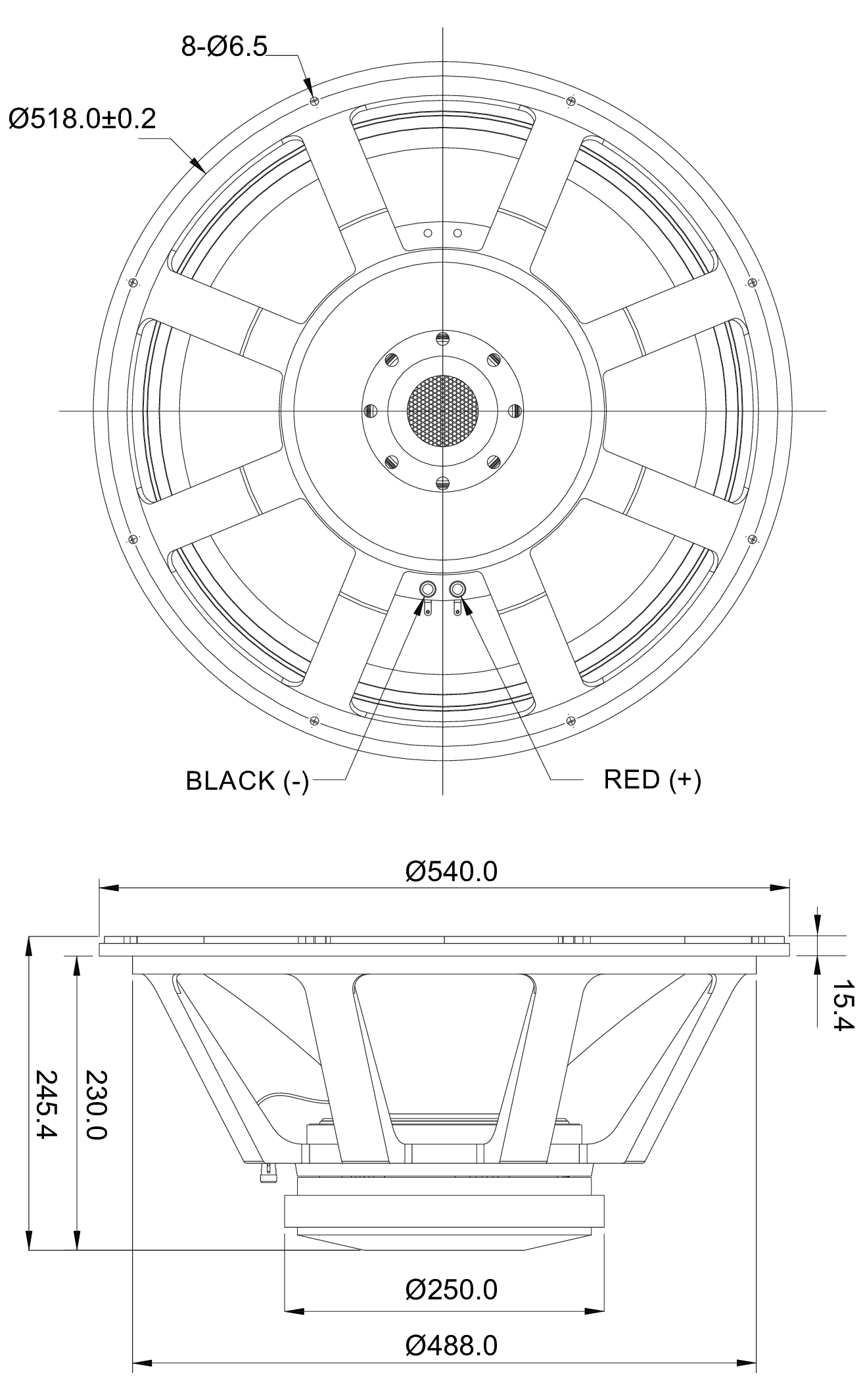 SB Audience ROSSO-21SW800 Dimensions