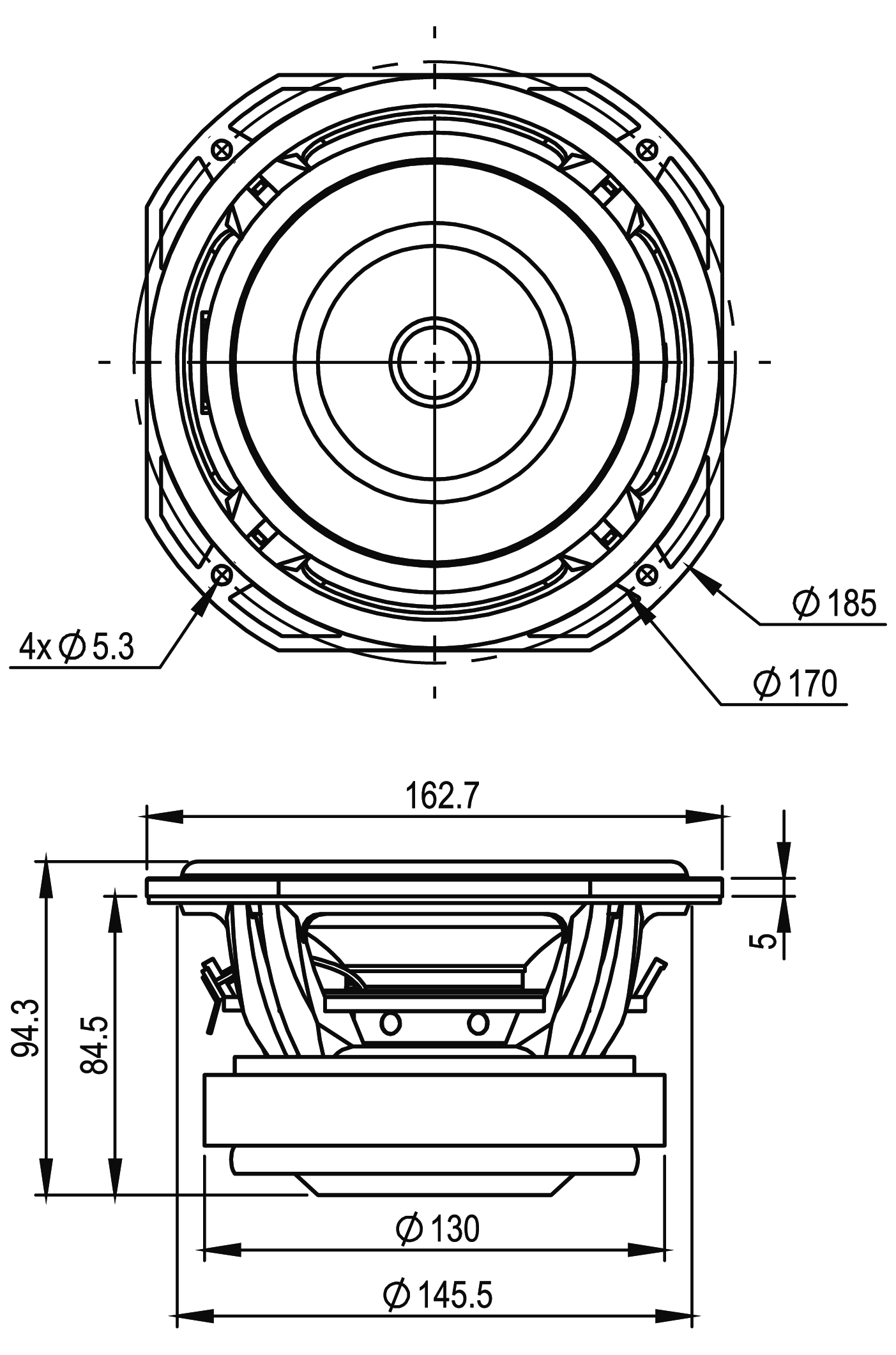 SB Audience ROSSO-6MW151D Dimensions