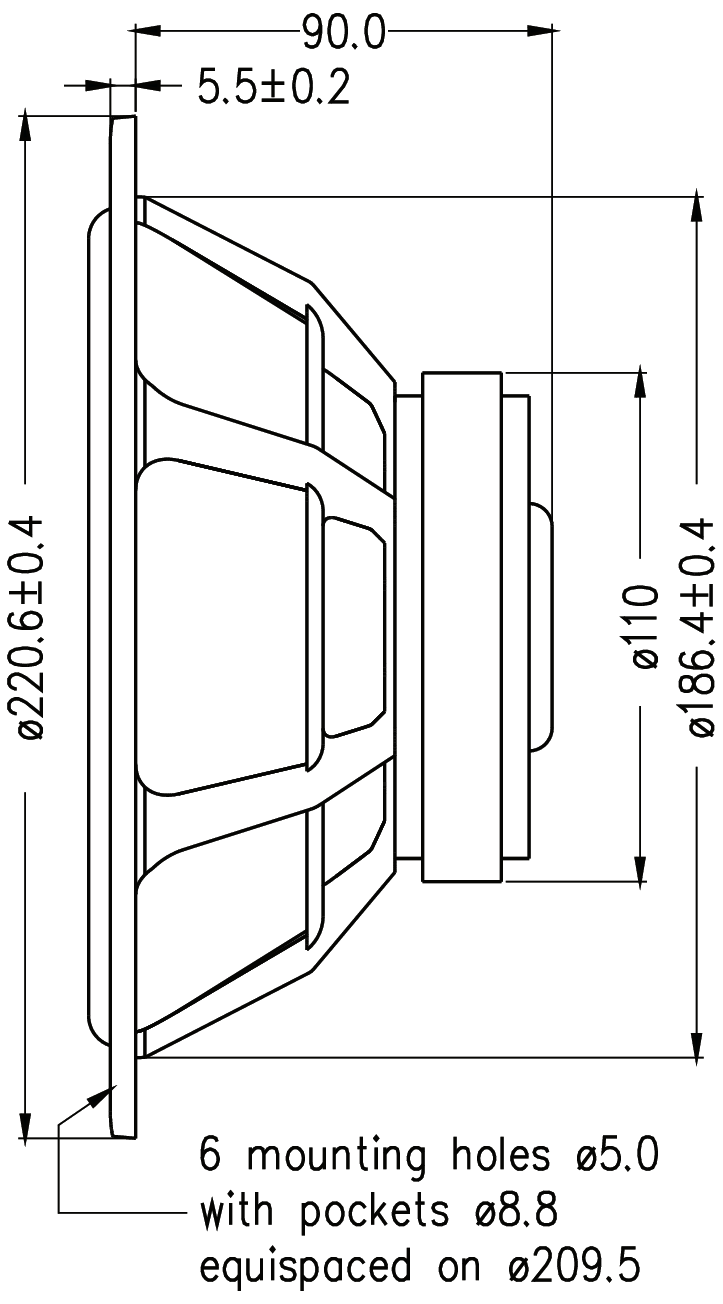 SEAS H1208-08 L22RN4X/P Dimensions