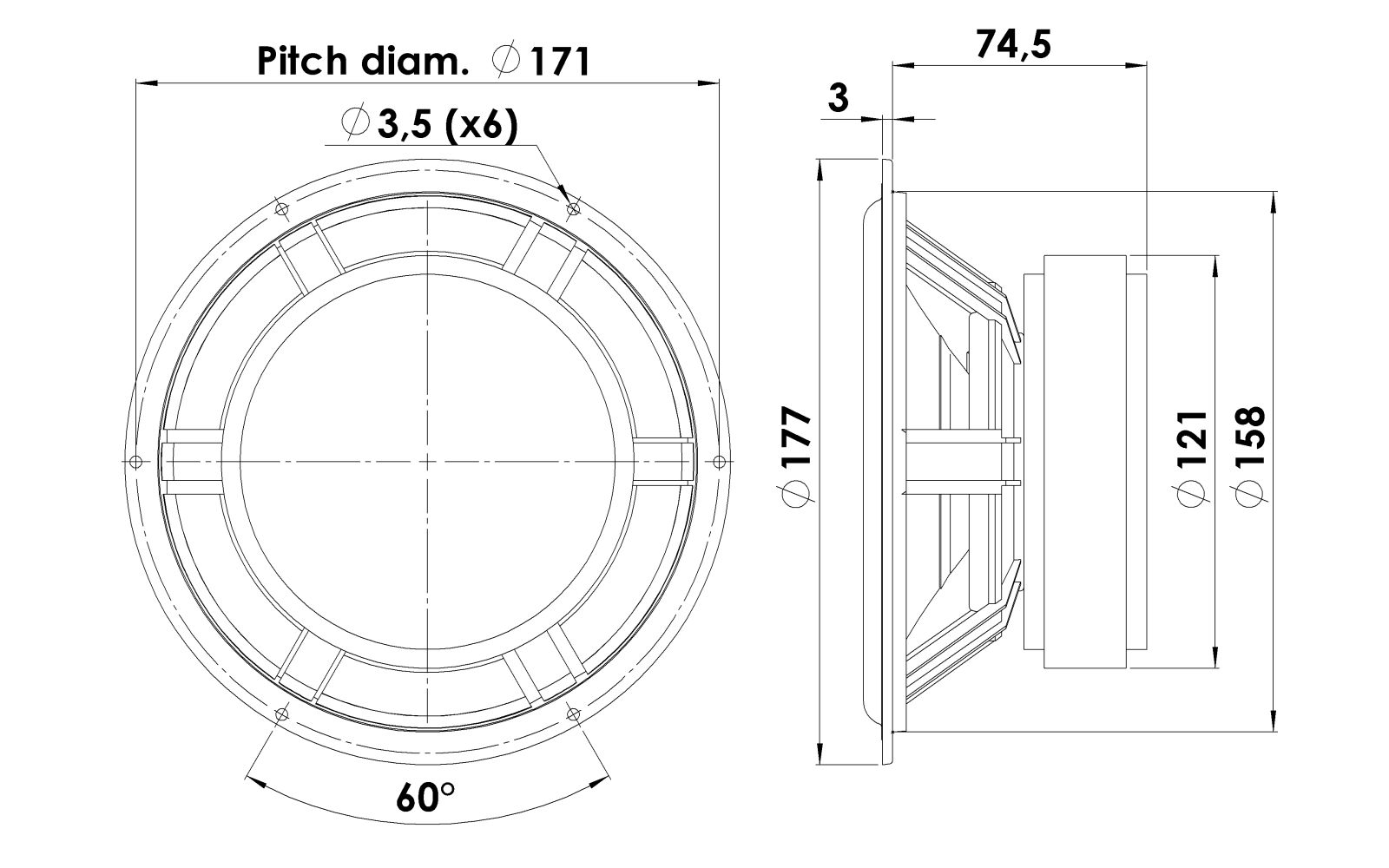 Scan-Speak 18W/8542-00 Dimensions