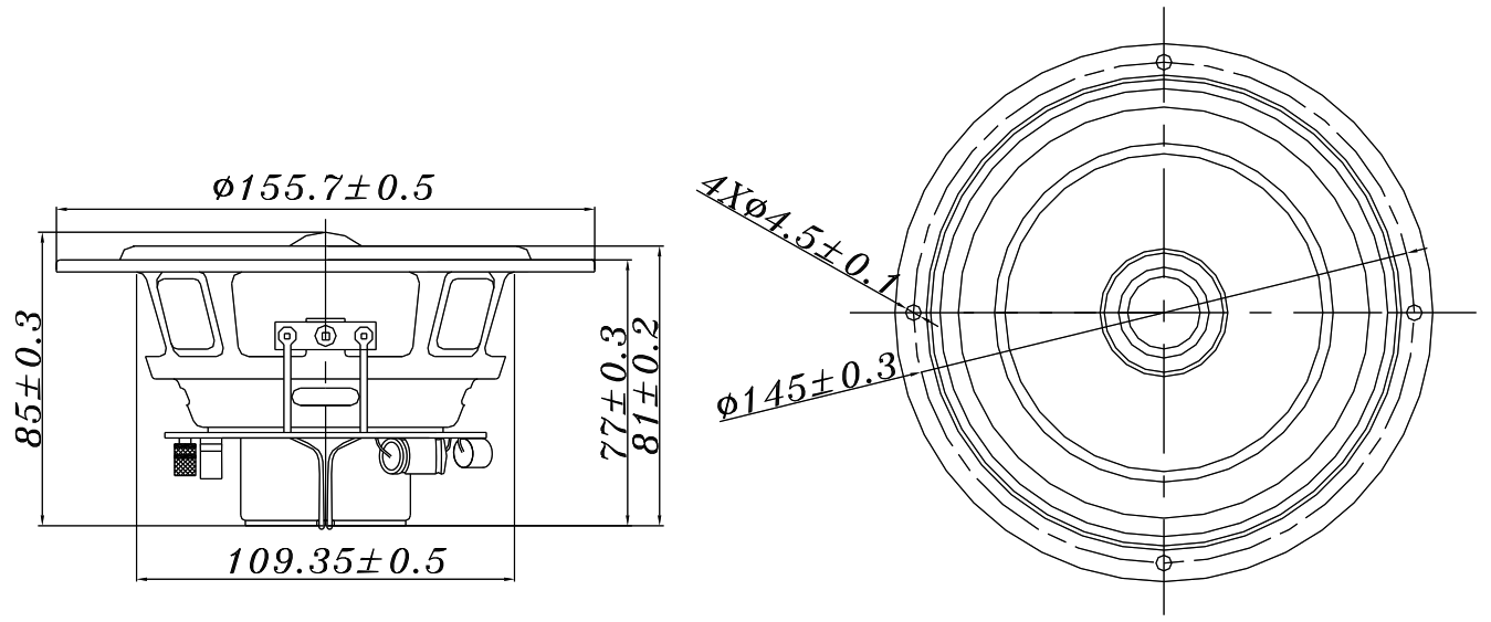 Tang Band W5-938SC Dimensions