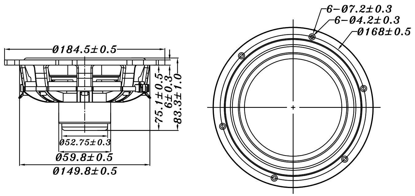 Tang Band W6-1936S Dimensions