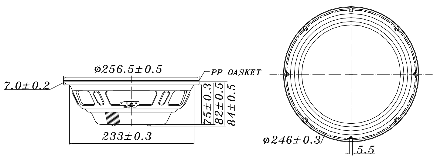 Tang Band WT-1427G Dimensions