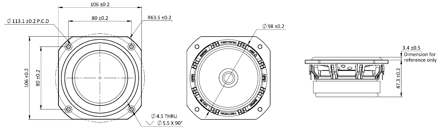 Tectonic BMR80C-8A Dimensions