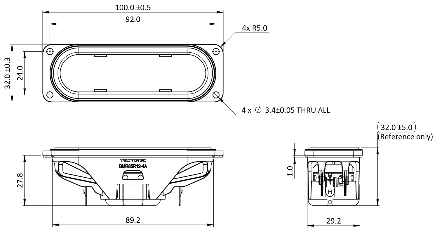 Tectonic BMR85R12-4A Dimensions