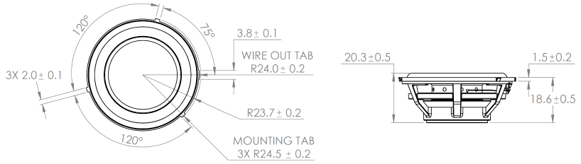 Tectonic TEBM35C02-6B Dimensions