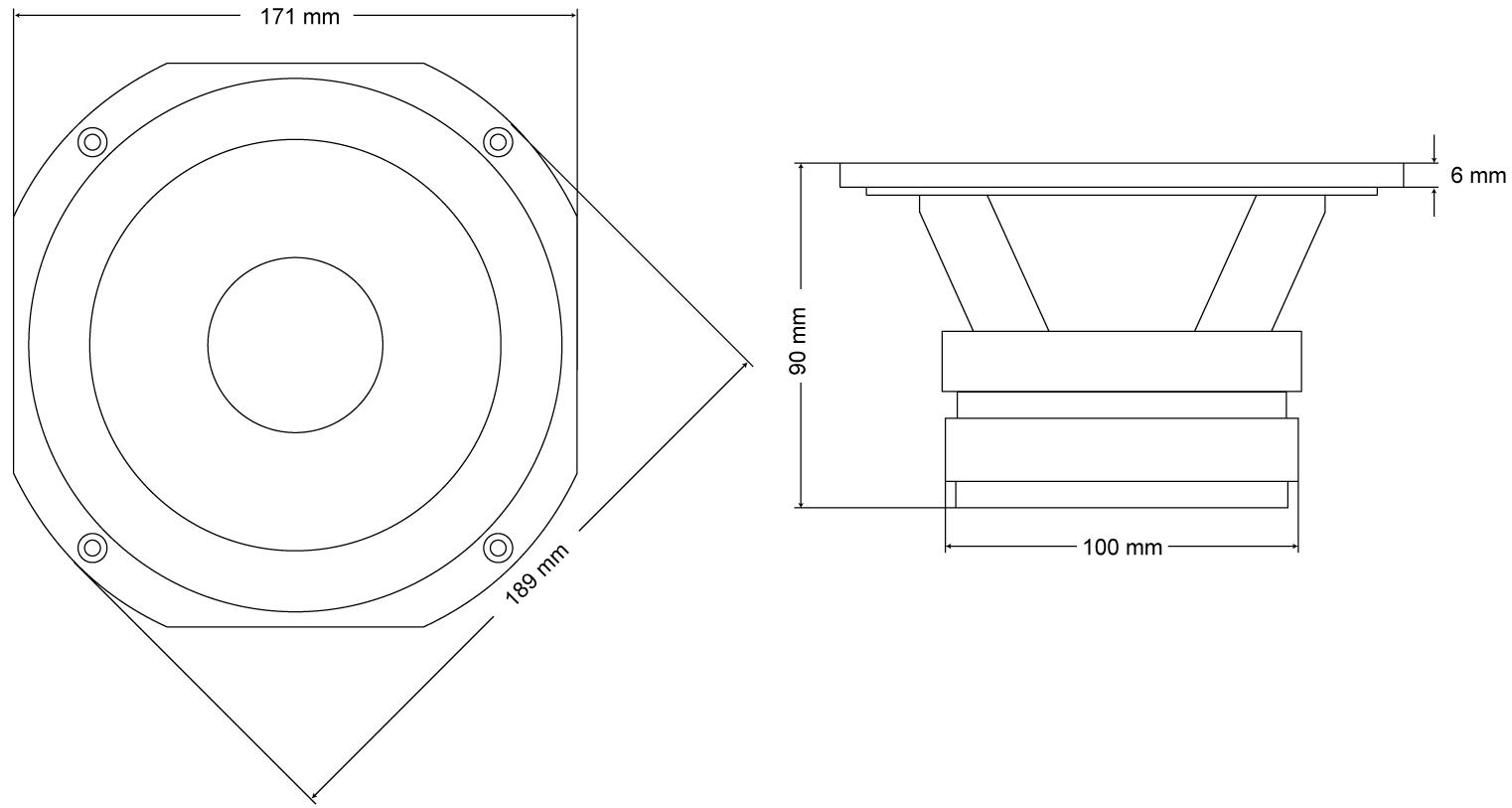 VOLT BM165.4 Dimensions