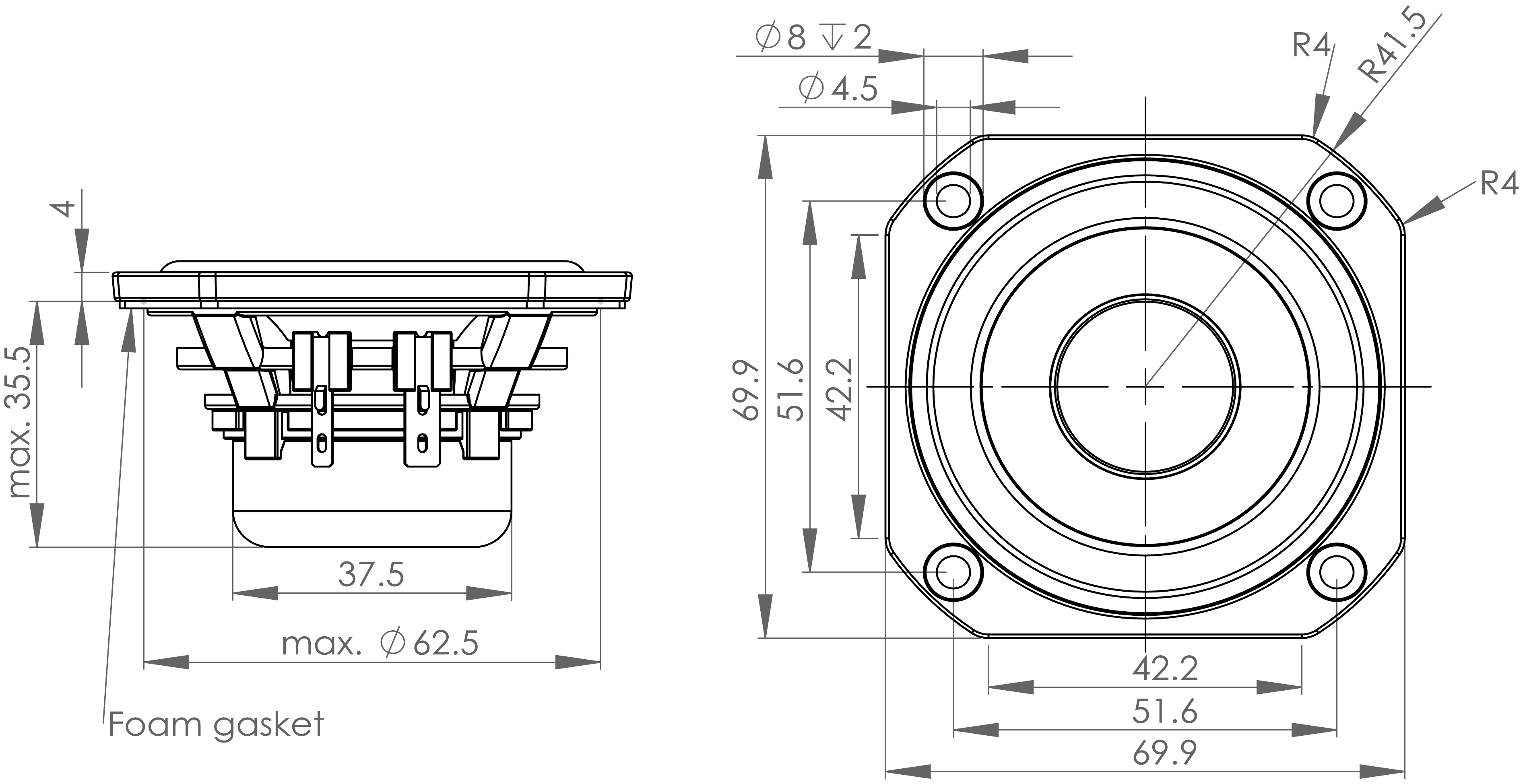 Wavecor FR070WA05 Dimensions