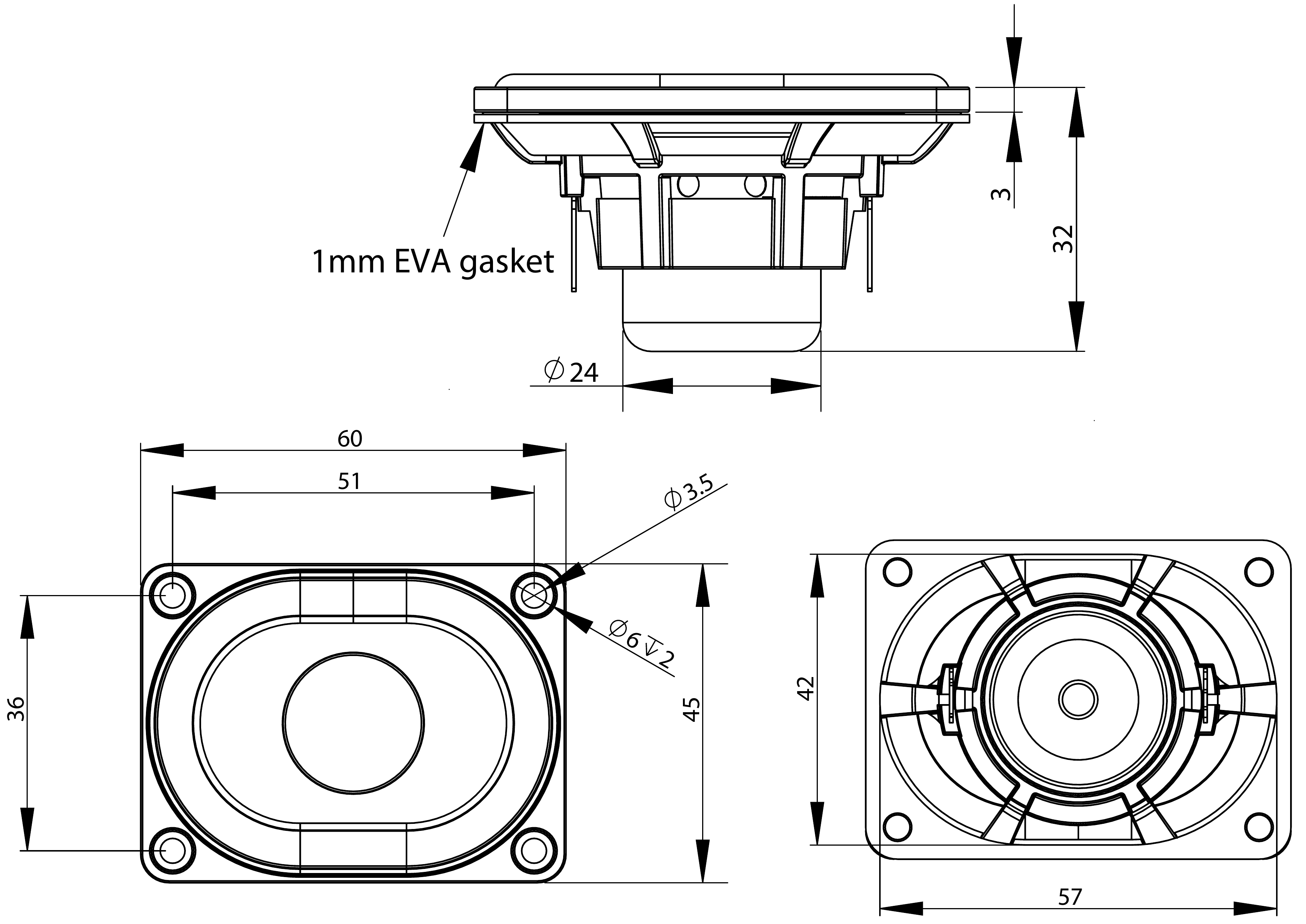 Wavecor FR4X6WA01 Dimensions