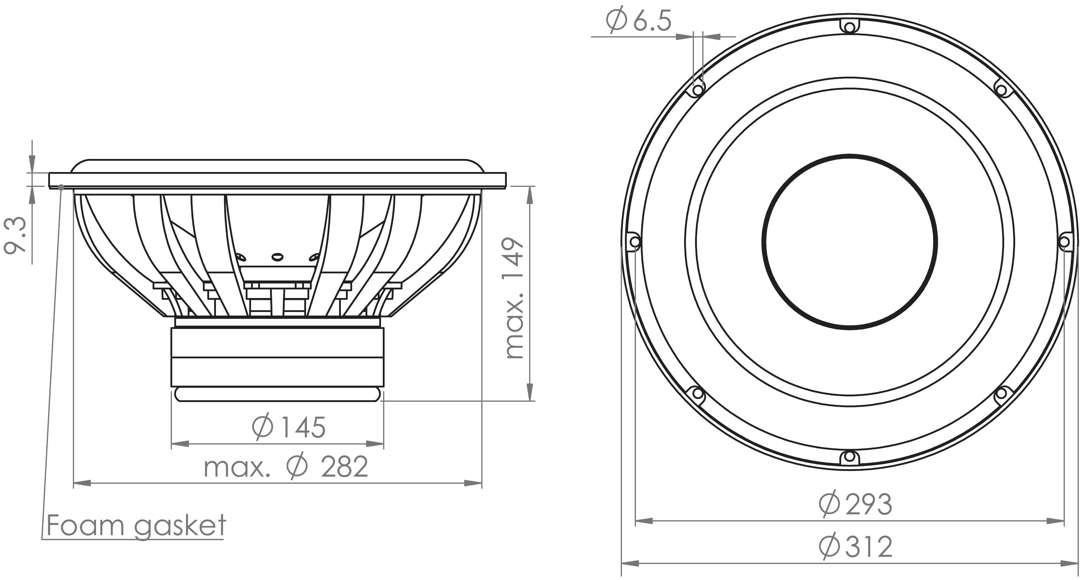 Wavecor SW312TU02 Dimensions