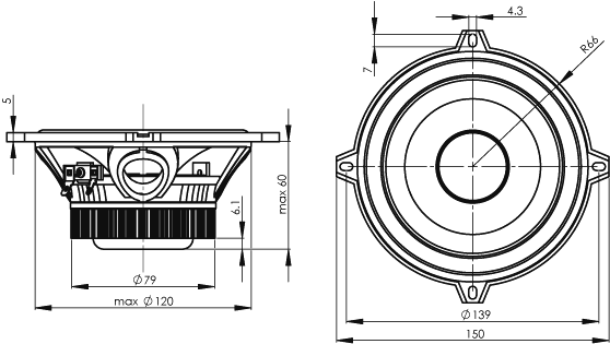 Wavecor WF132TU01 Dimensions