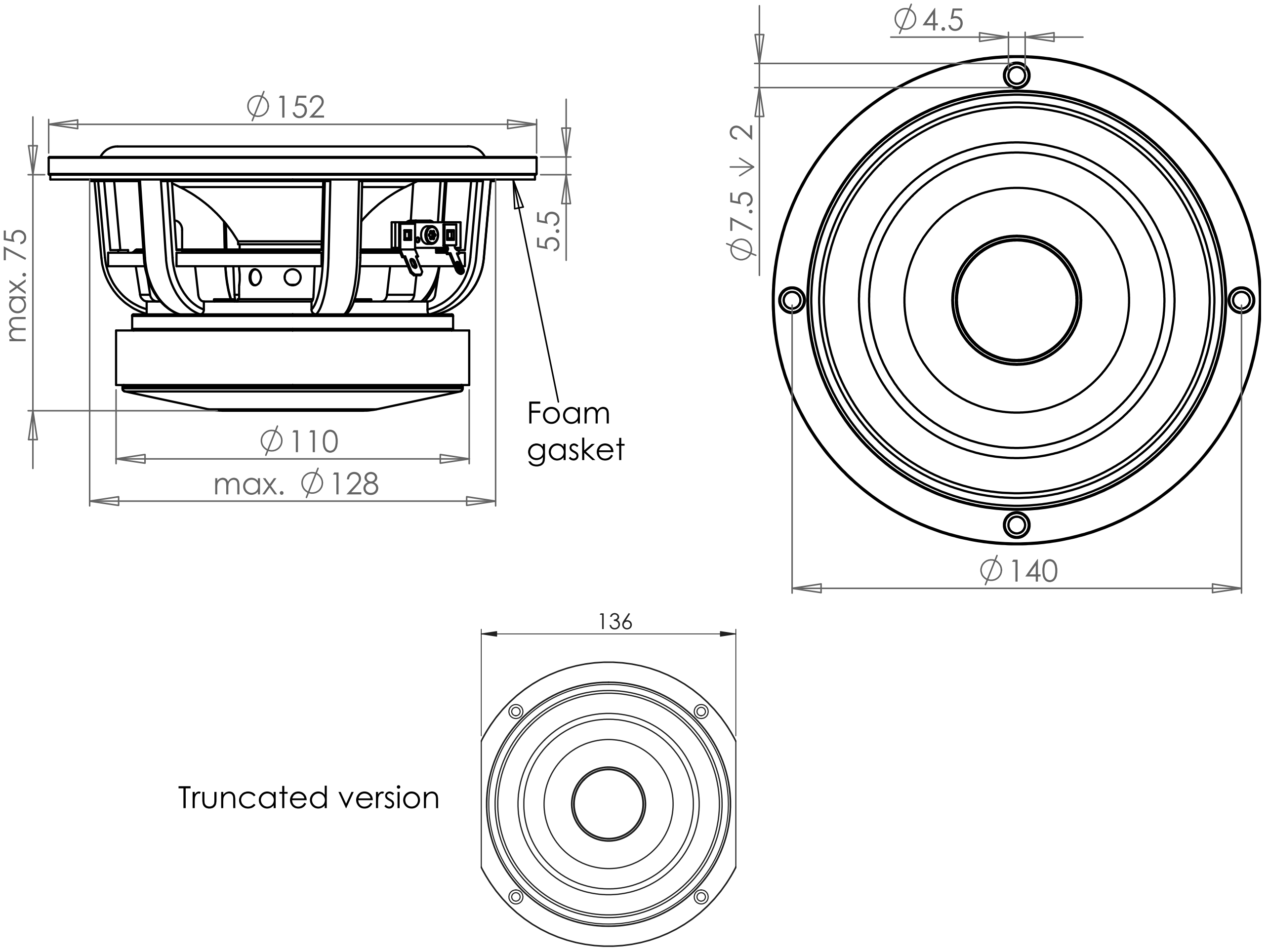 Wavecor WF152BD09/11 Dimensions