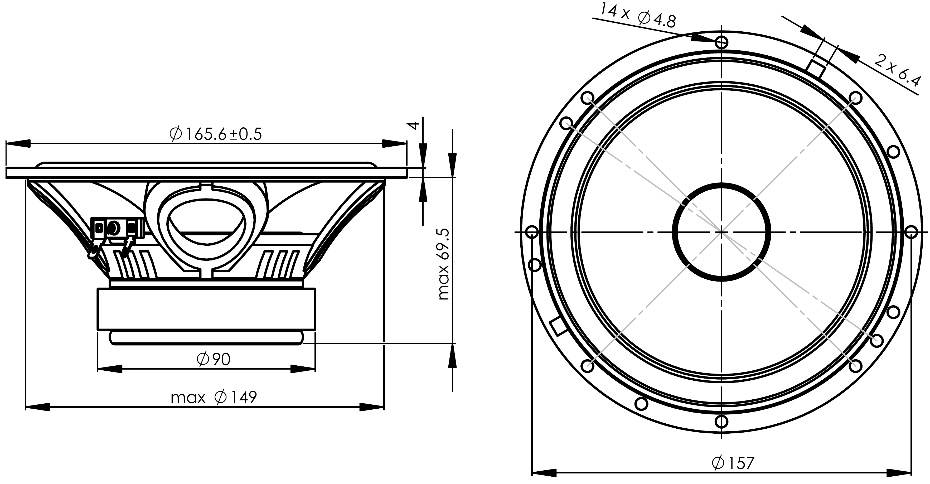 Wavecor WF166TU02 Dimensions