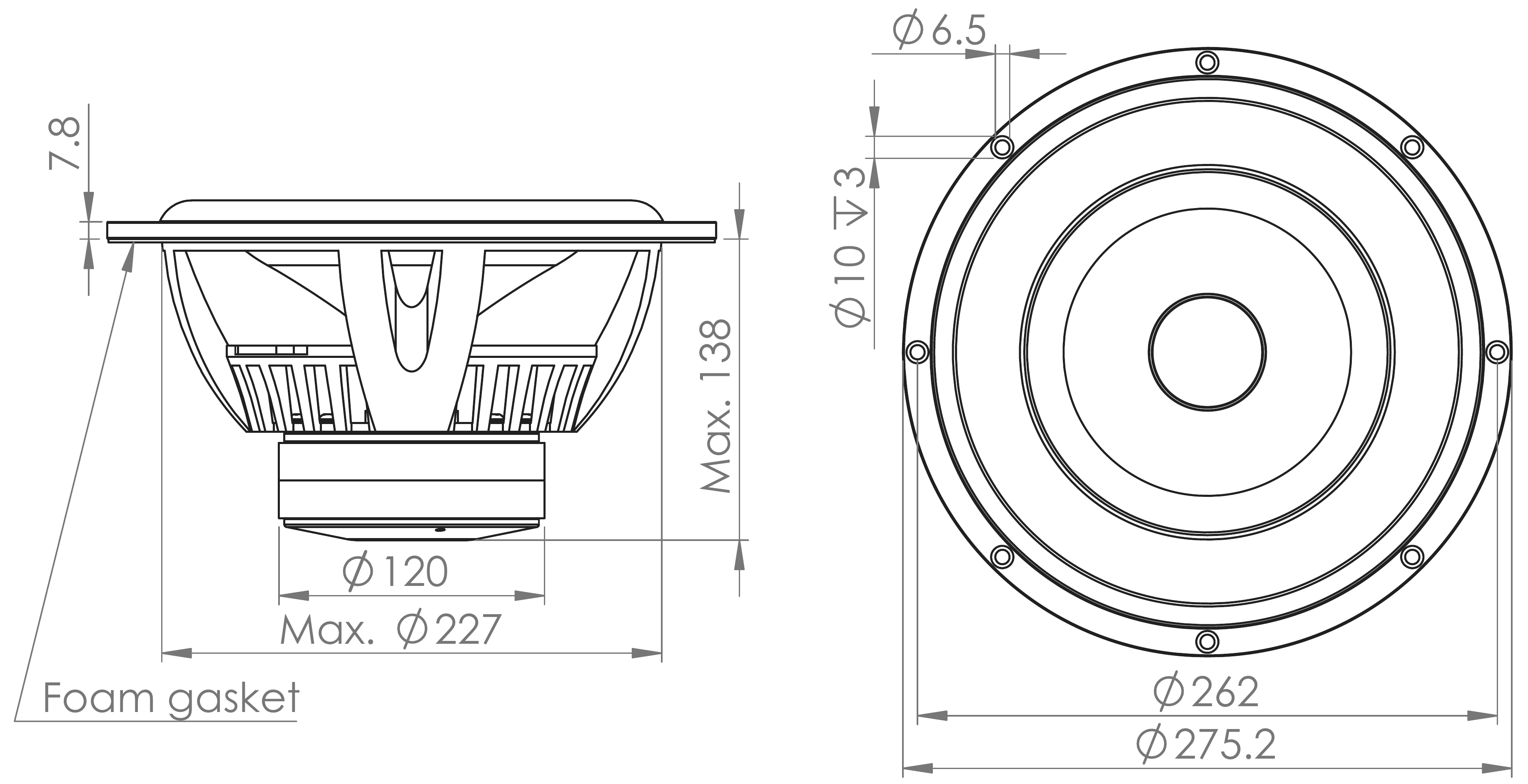 Wavecor WF275BD01 Dimensions